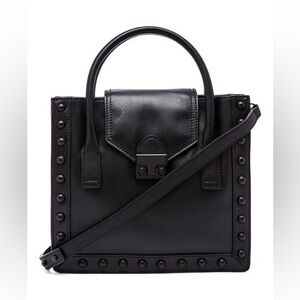Loeffler Randall Junior Work Tote Bag Black Leather Studded 2 Way